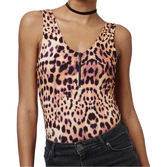 TOPSHOP Leopard Print Bodysuit | Size 6 - Picture 1 of 10